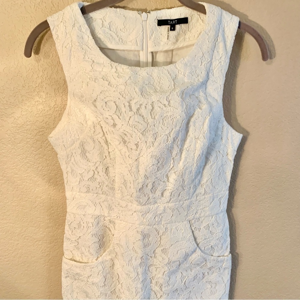 NEW Tart Lace Mini Dress White Small Sleeveless Front Pockets Back Zipper Boho - Picture 12 of 16